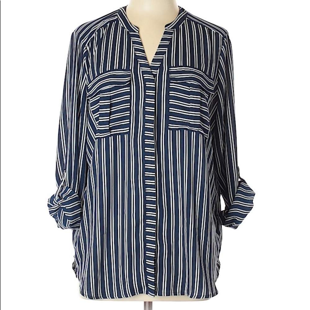 A.N.A. A New Approach -long sleeve -striped blouse
